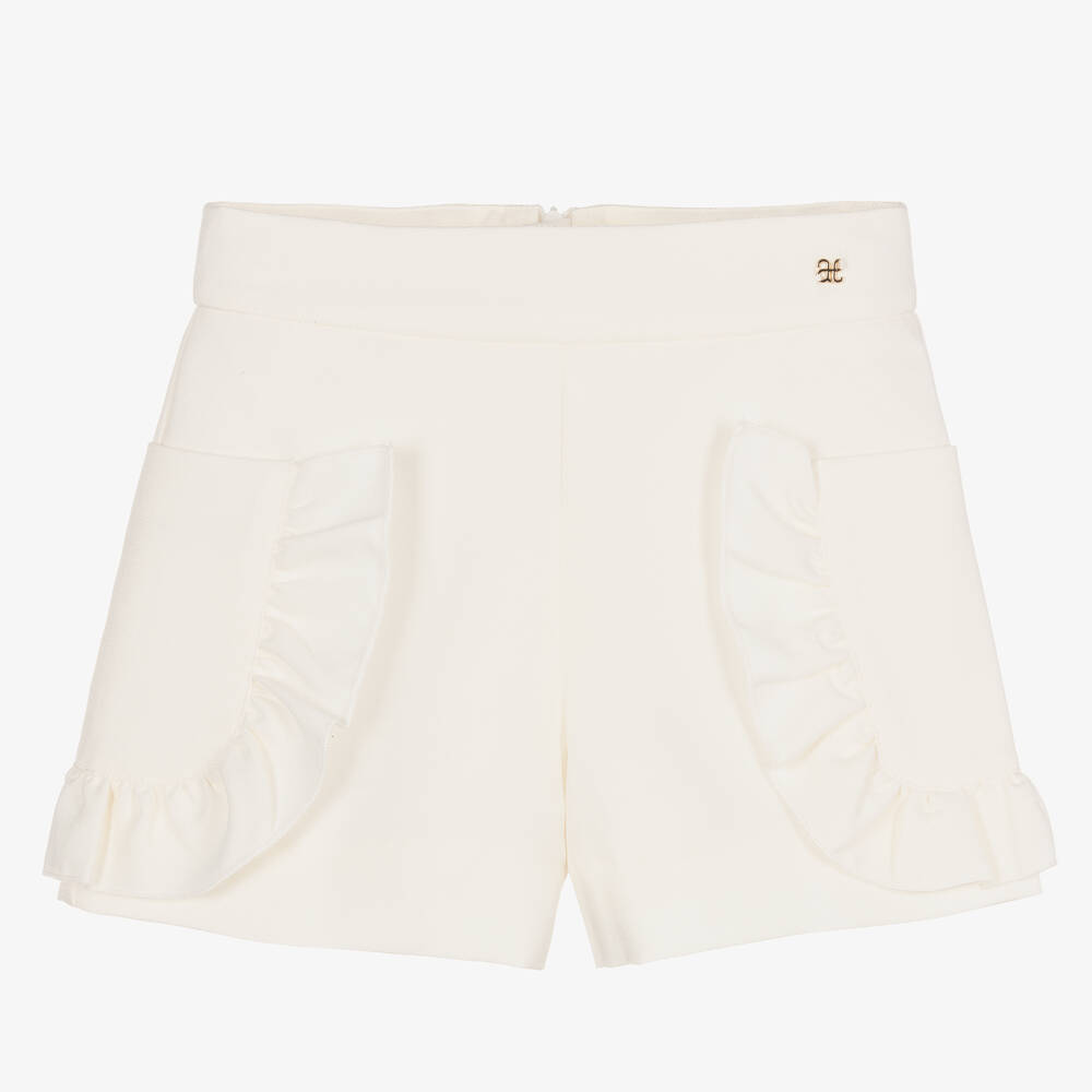 Abel & Lula - Girls Ivory Crêpe Ruffle Shorts | Childrensalon