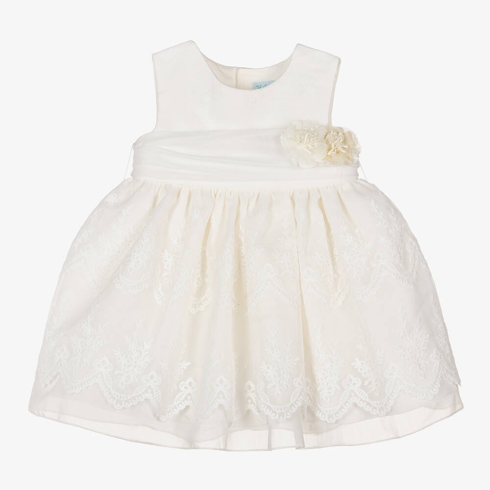 Abel & Lula - Robe ivoire brodée en organza fille | Childrensalon