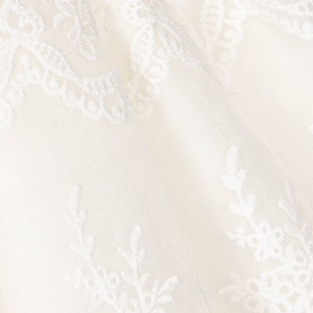 Abel & Lula-Girls Ivory Embroidered Organza Dress | Childrensalon Outlet