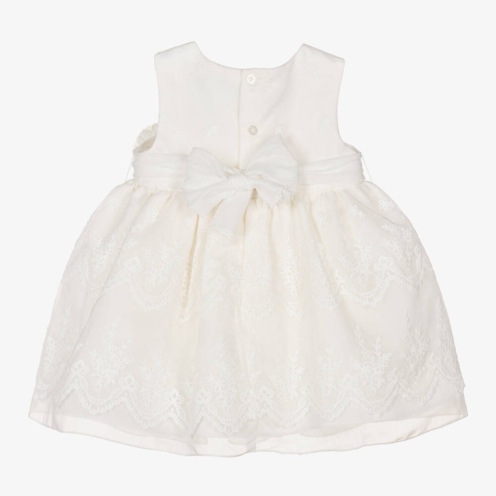 Abel & Lula-Girls Ivory Embroidered Organza Dress | Childrensalon Outlet