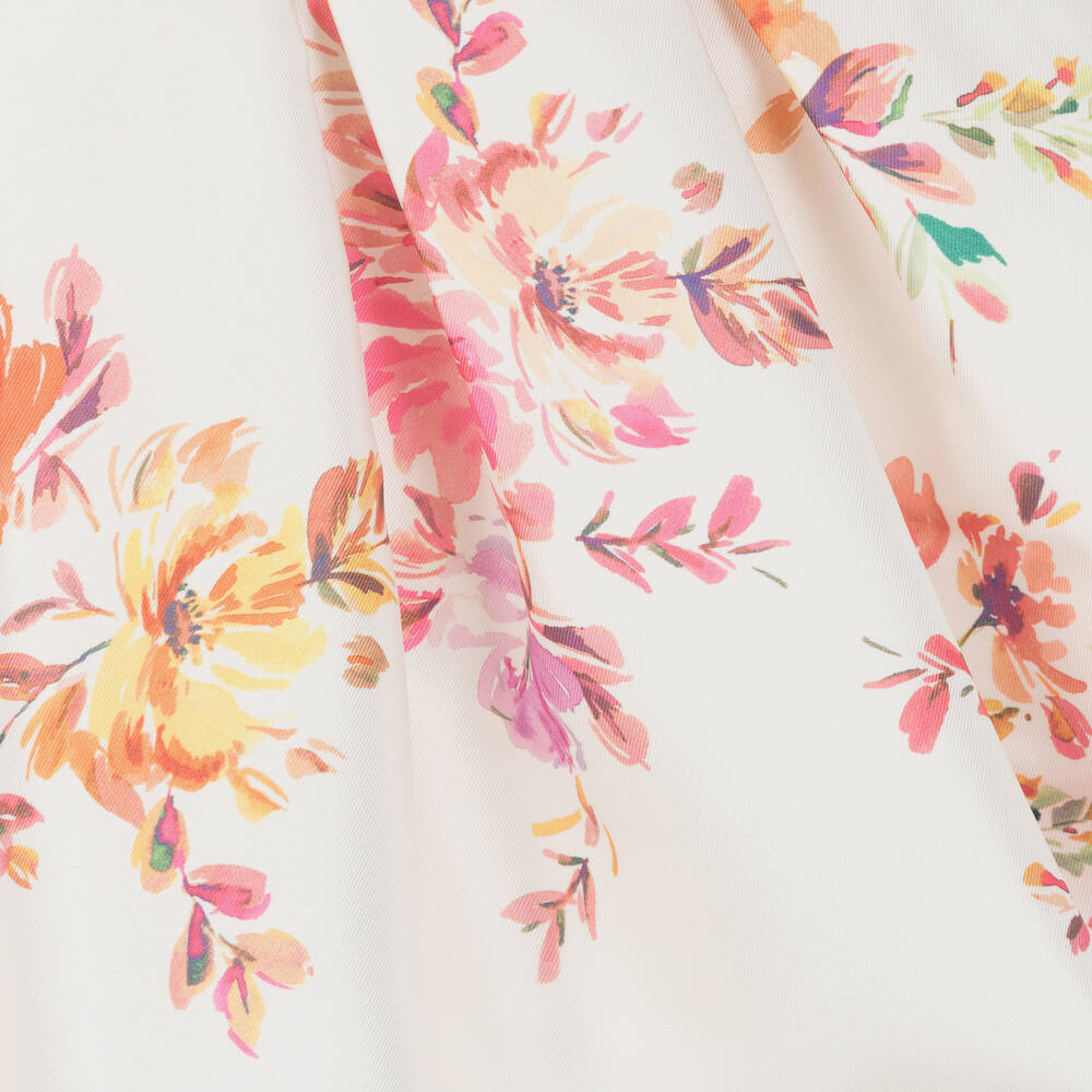 Abel & Lula-فستان ساتان تويل لون عاجي بطبعة ورود | Childrensalon Outlet