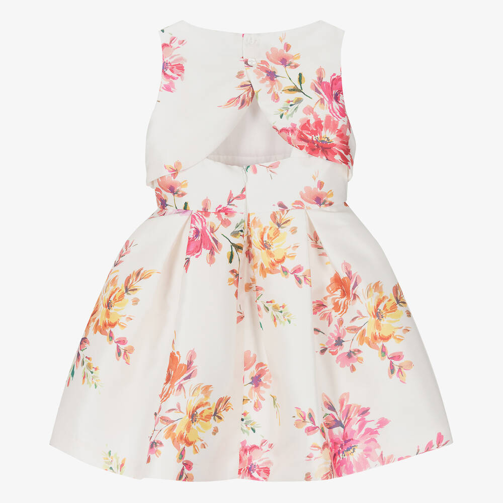 Abel & Lula-فستان ساتان تويل لون عاجي بطبعة ورود | Childrensalon Outlet