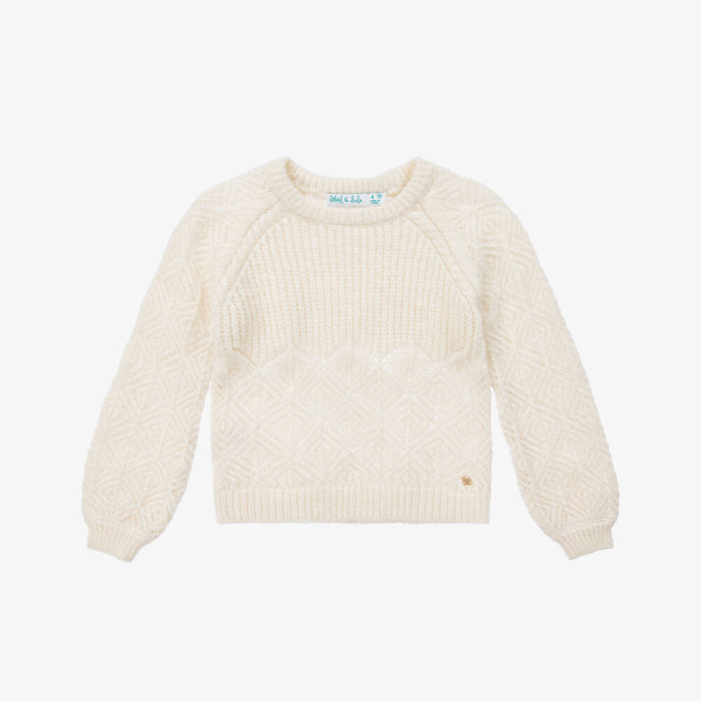 Abel & Lula-Girls Ivory Glitter Knit Sweater | Childrensalon Outlet