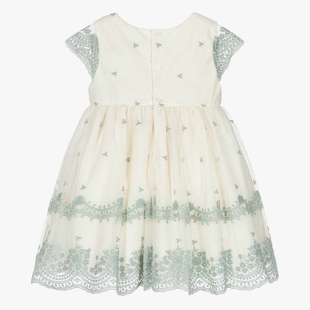 Abel & Lula-Кремово-зеленое платье из тюля с вышивкой | Childrensalon Outlet