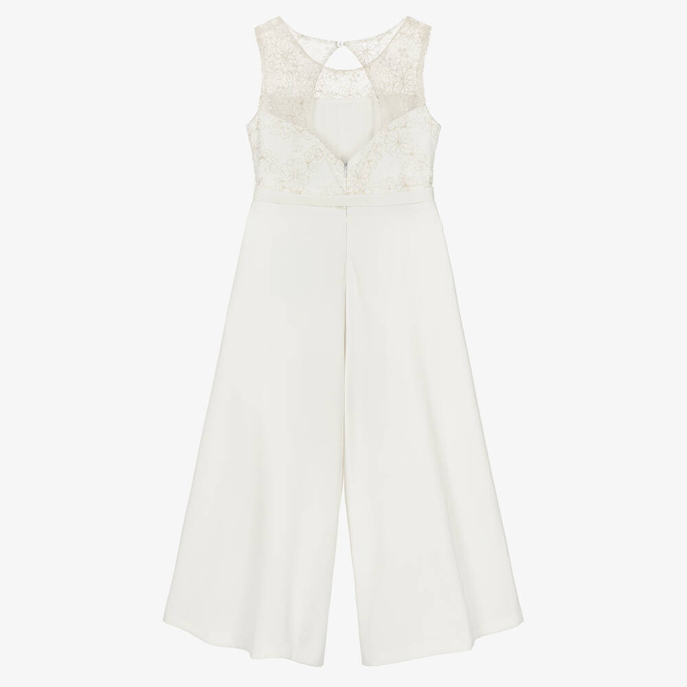 Abel & Lula-جمبسوت لون عاجي مزين بدانتيل للبنات | Childrensalon Outlet