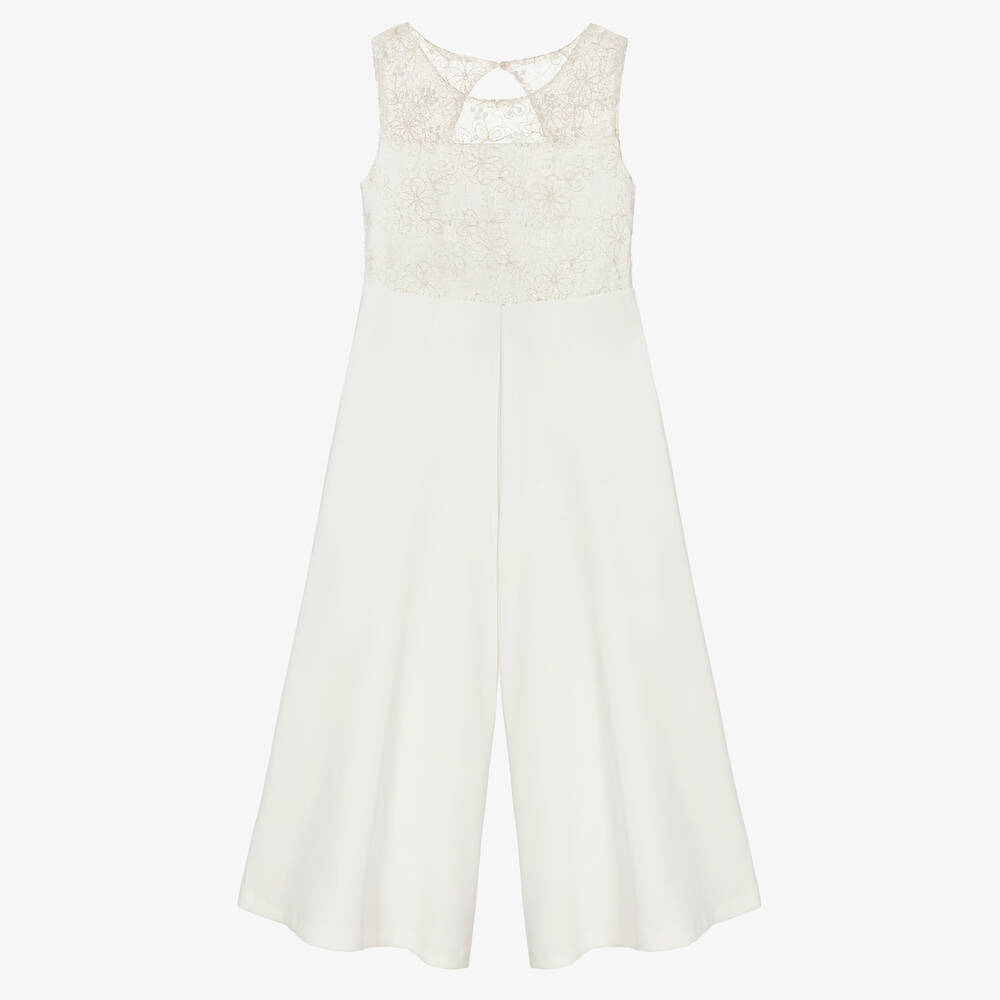 Abel & Lula-جمبسوت لون عاجي مزين بدانتيل للبنات | Childrensalon Outlet