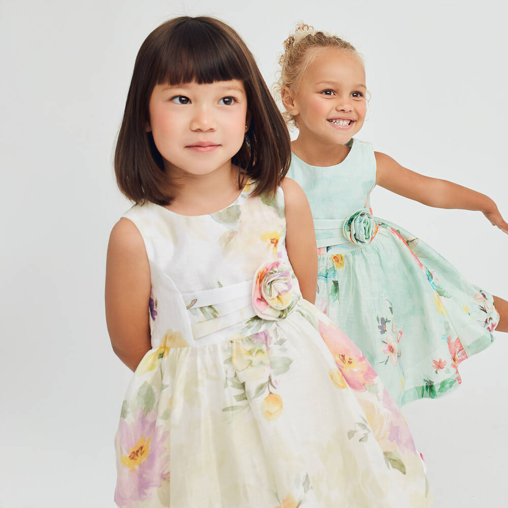 Abel & Lula-Girls Ivory Linen Blossom Dress | Childrensalon Outlet
