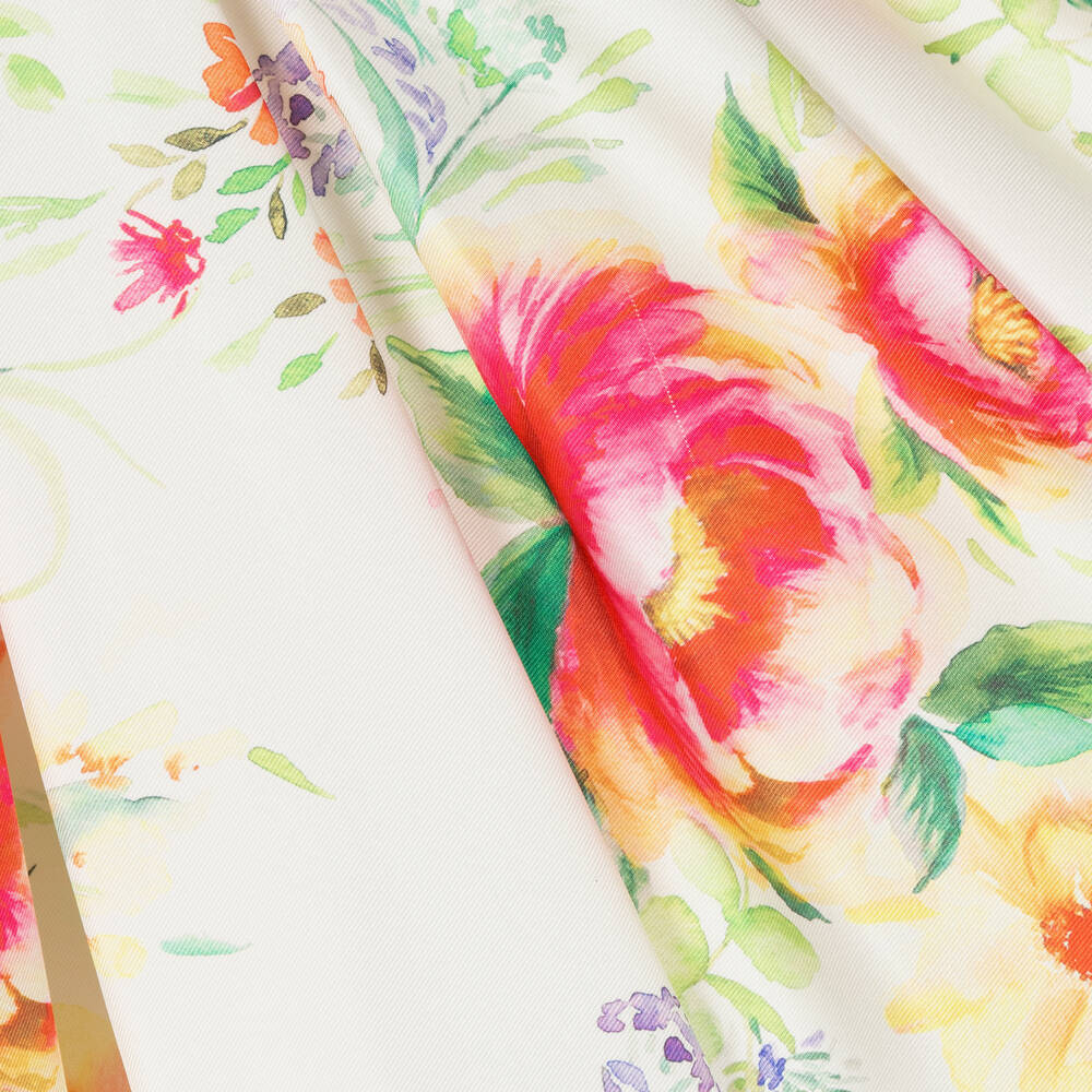 Abel & Lula-Girls Ivory & Pink Floral Satin Dress | Childrensalon Outlet