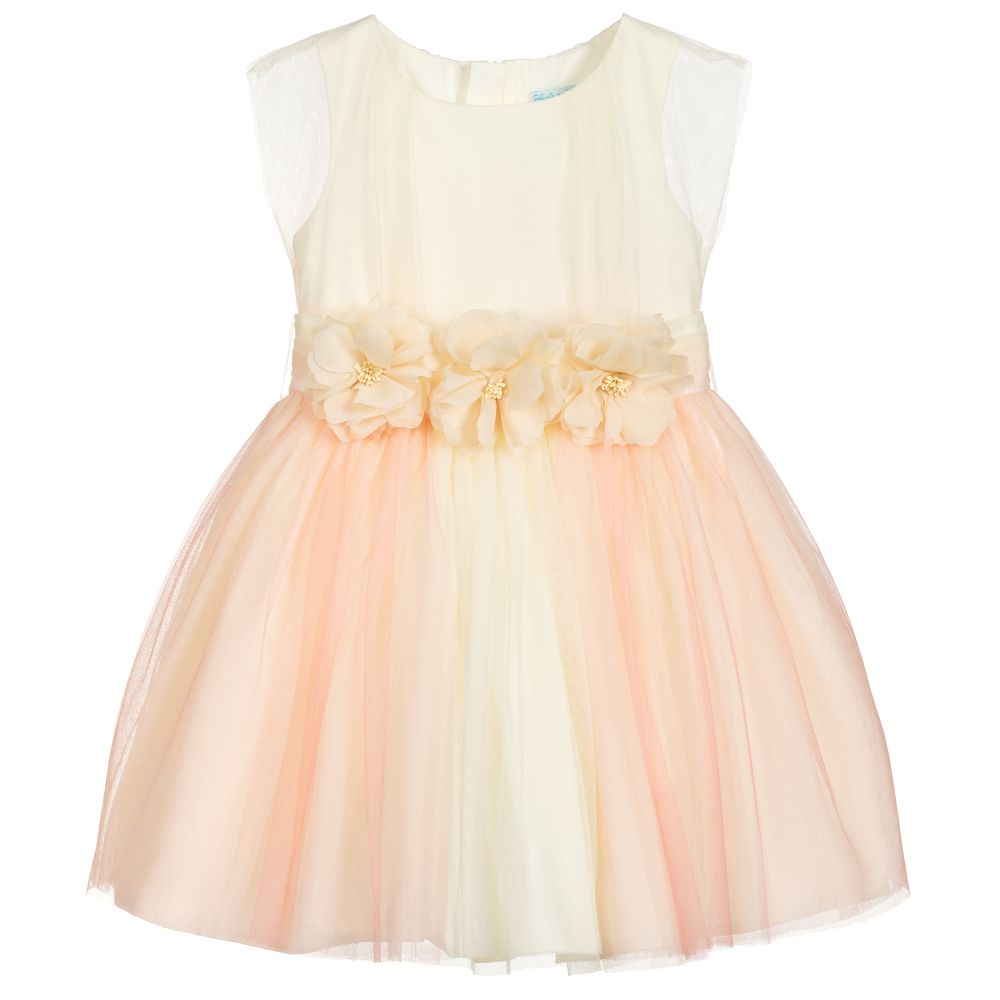 Abel & Lula - Girls Ivory & Pink Tulle Dress | Childrensalon