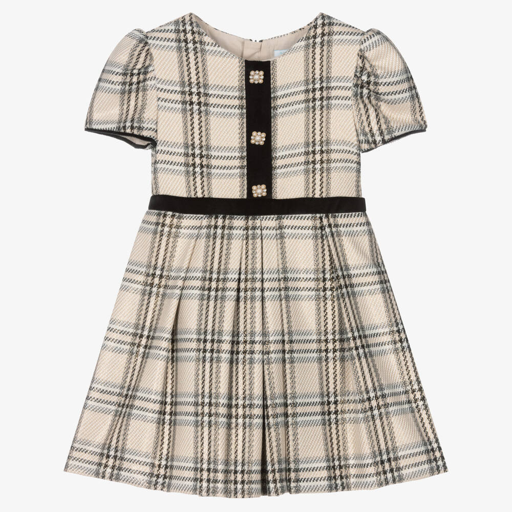 Abel & Lula - Girls Ivory Tartan Dress | Childrensalon