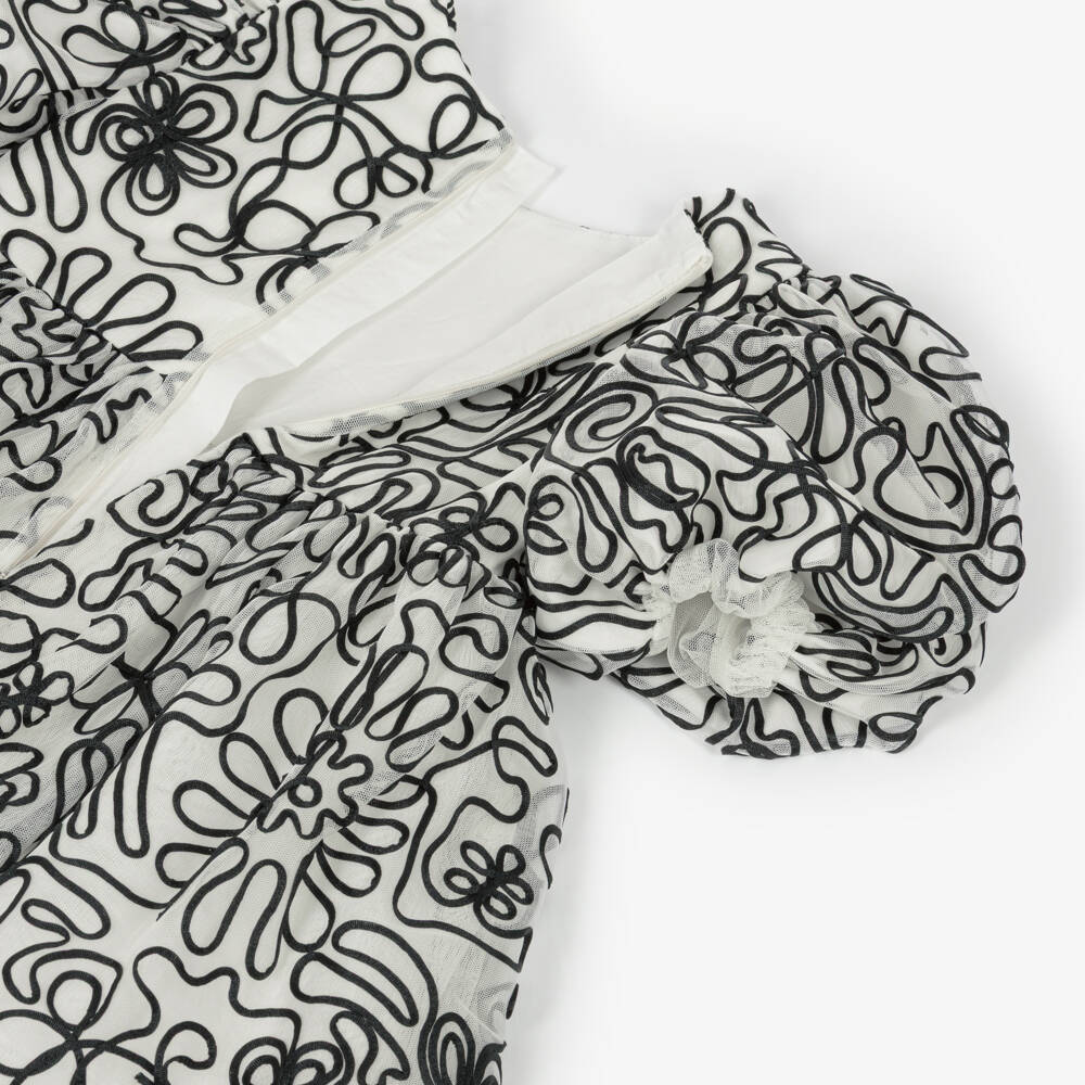 Abel & Lula-Girls Ivory Tulle Floral Dress | Childrensalon Outlet