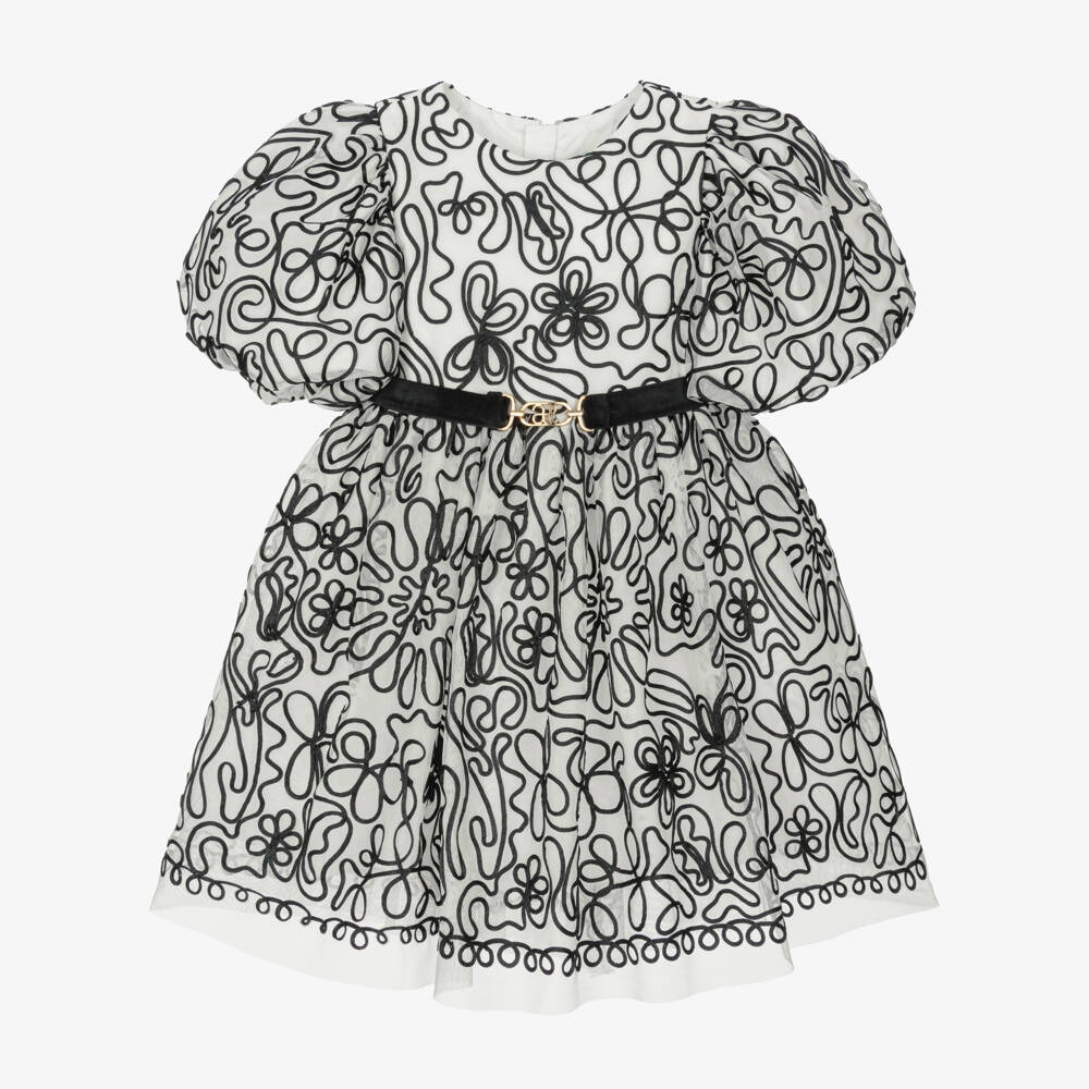 Abel & Lula-Girls Ivory Tulle Floral Dress | Childrensalon Outlet
