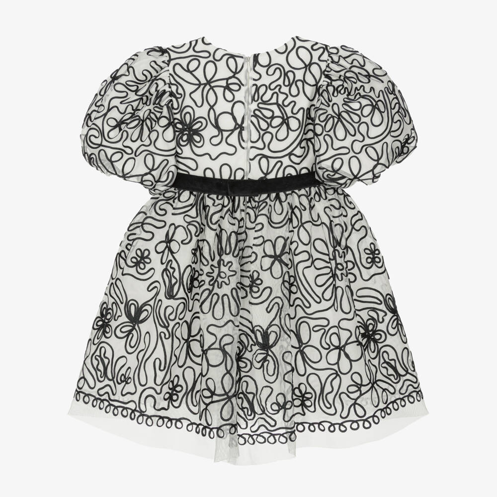 Abel & Lula-Girls Ivory Tulle Floral Dress | Childrensalon Outlet