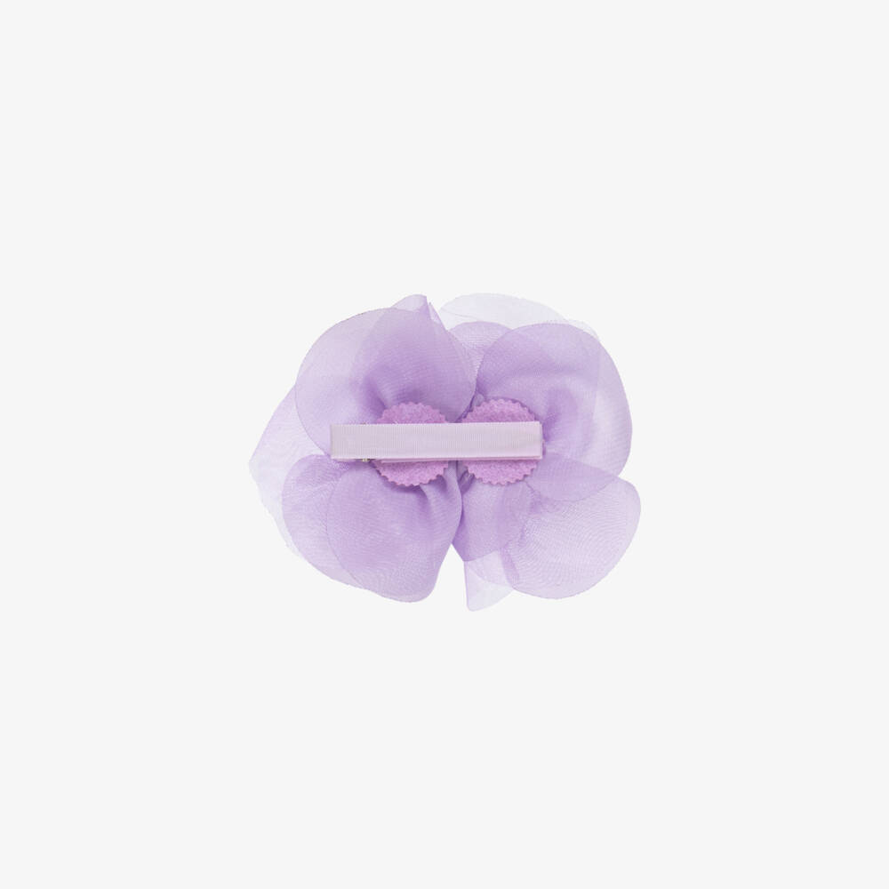 Abel & Lula-Girls' Lavender Chiffon Floral Clip | Childrensalon Outlet