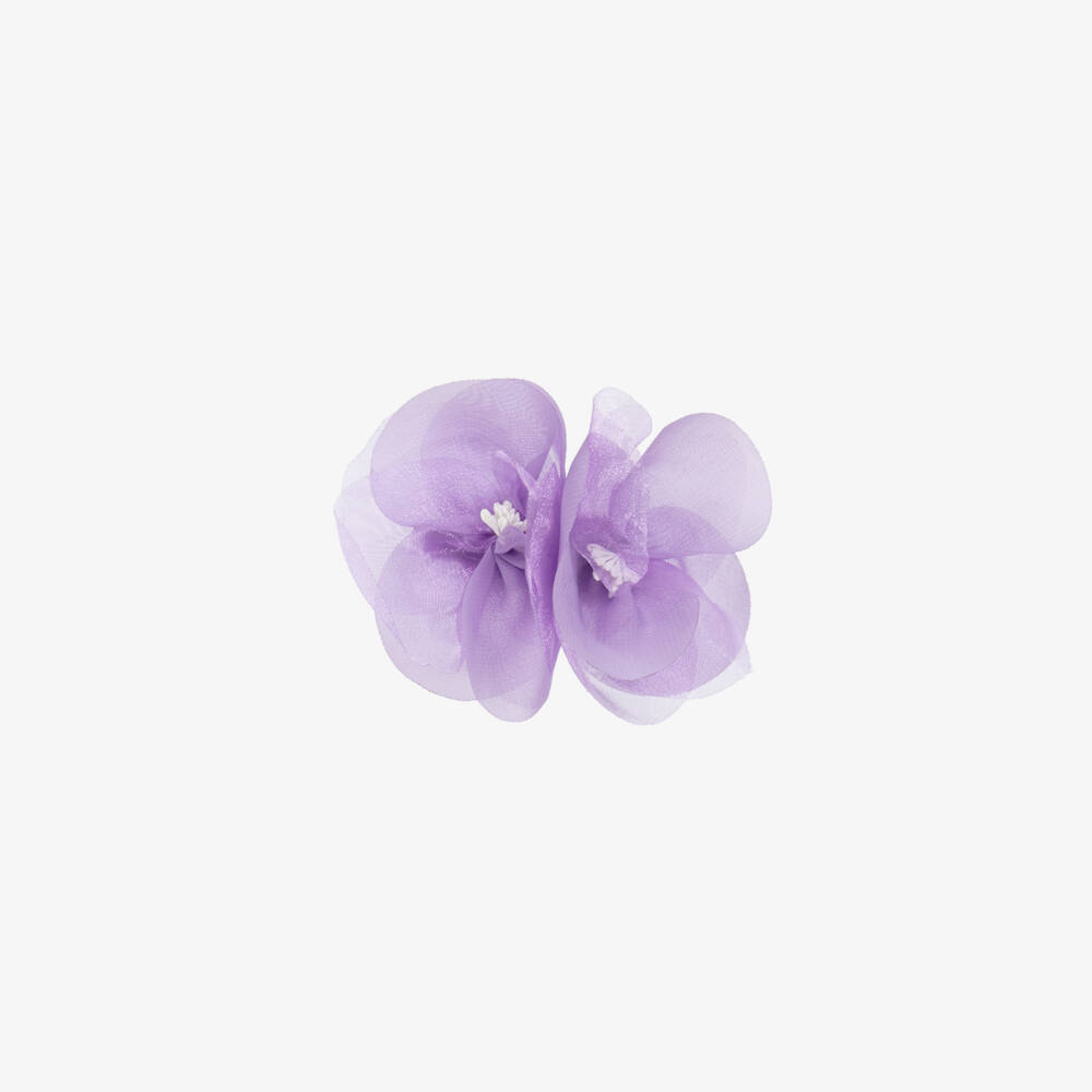Abel & Lula-Girls' Lavender Chiffon Floral Clip | Childrensalon Outlet