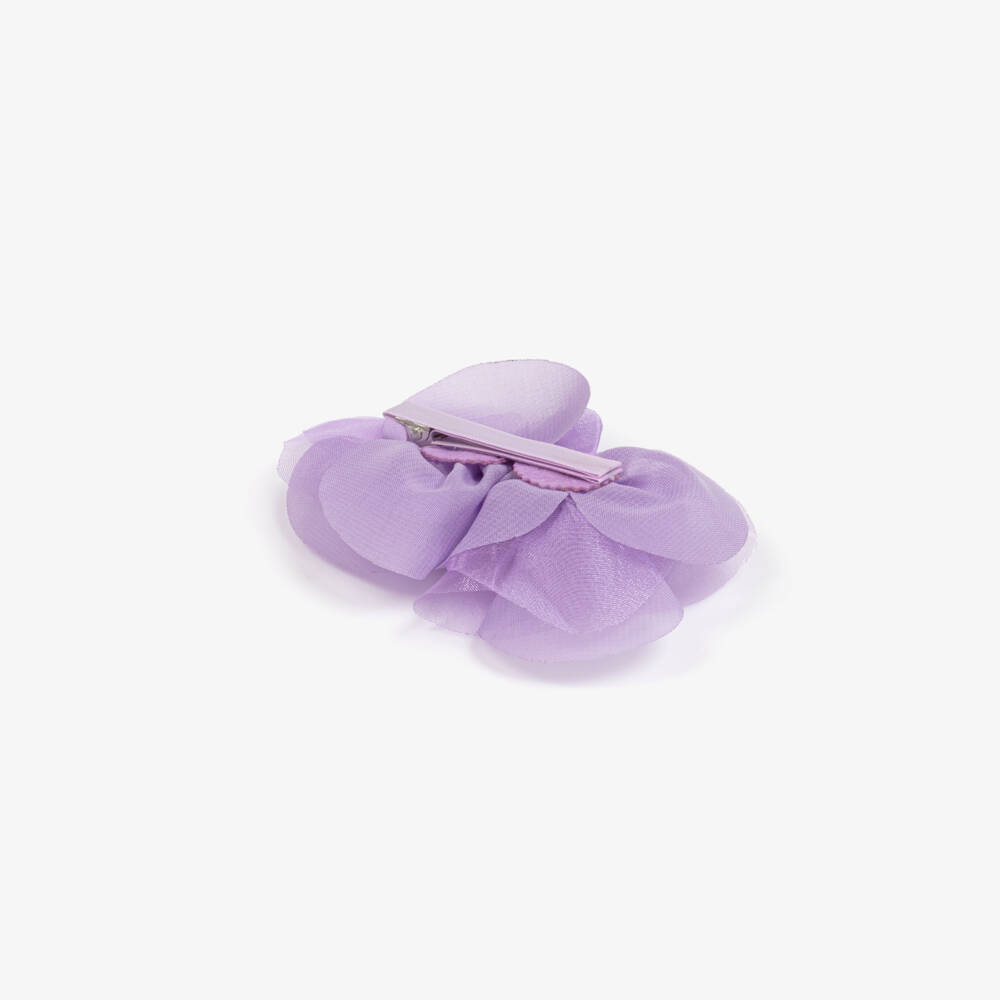 Abel & Lula-Girls' Lavender Chiffon Floral Clip | Childrensalon Outlet