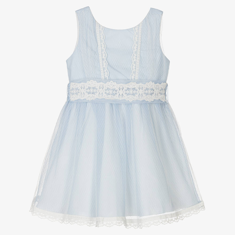 Abel & Lula-Girls Light Blue Tulle Dress | Childrensalon Outlet