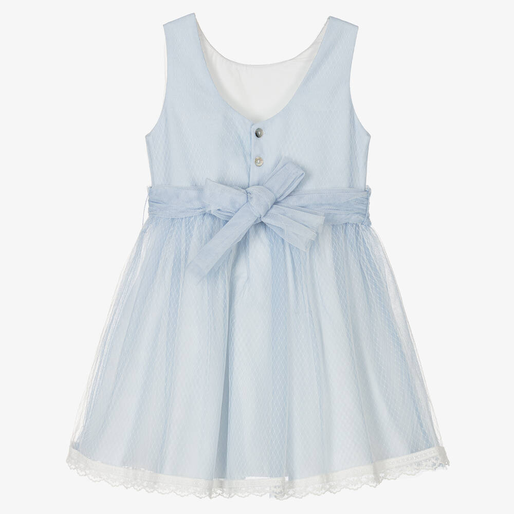 Abel & Lula-Girls Light Blue Tulle Dress | Childrensalon Outlet