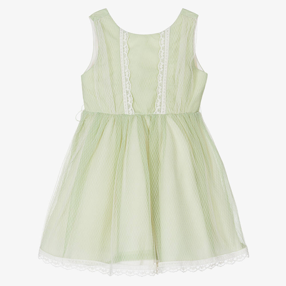 Abel & Lula-Girls Light Green Tulle Dress | Childrensalon Outlet