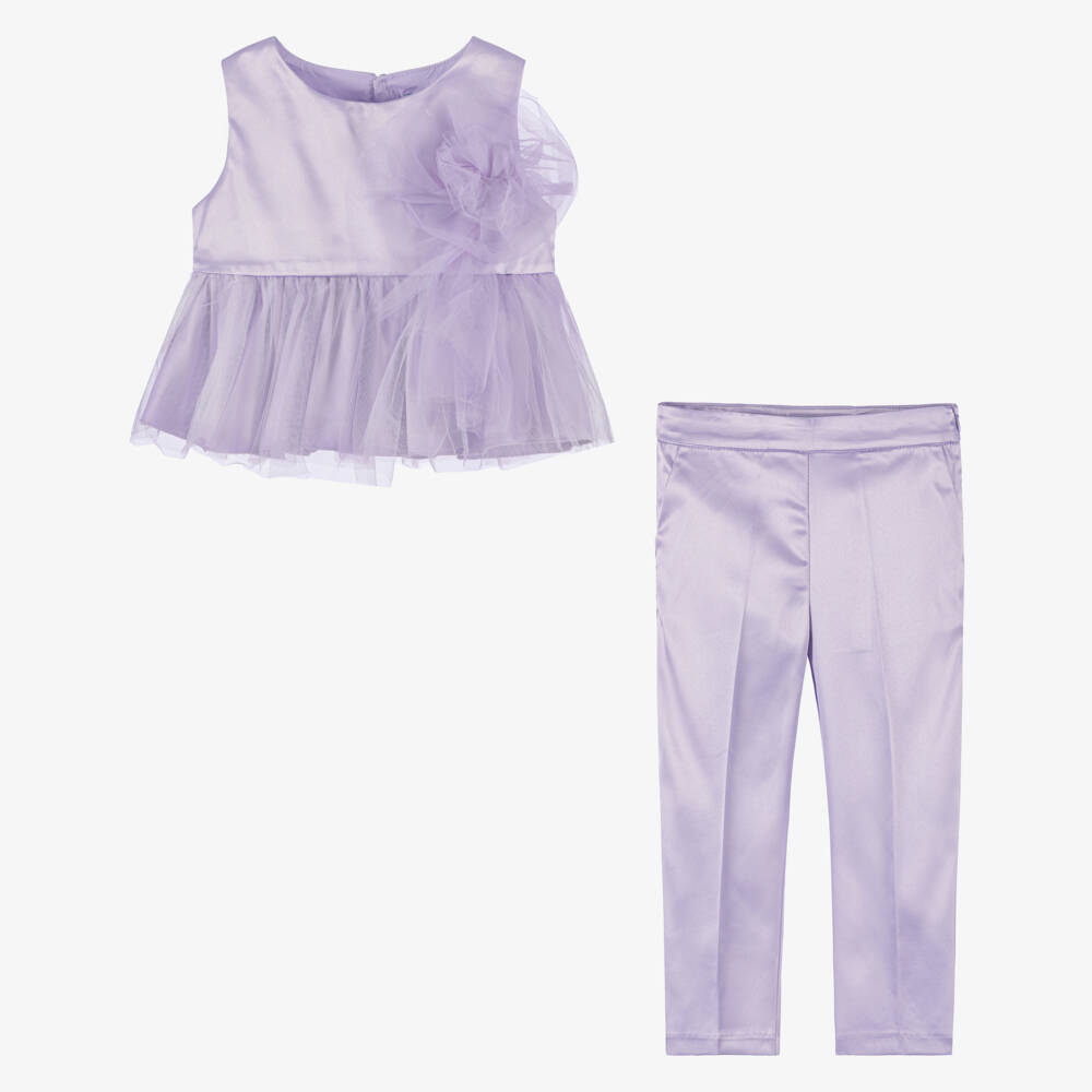 Abel & Lula-Girls Lilac Satin & Tulle Ensemble | Childrensalon Outlet