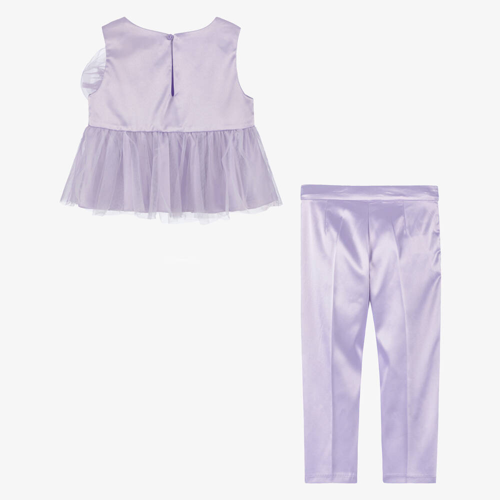 Abel & Lula-Girls Lilac Satin & Tulle Ensemble | Childrensalon Outlet