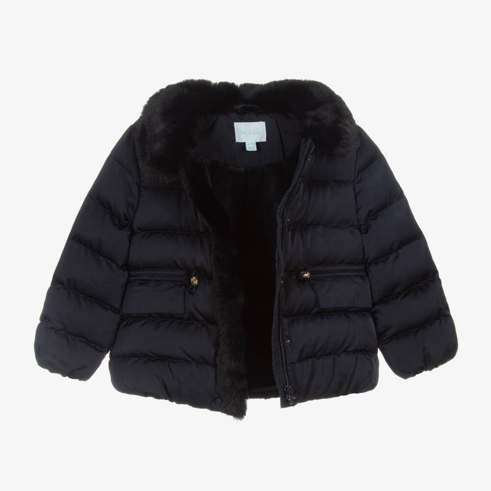 Abel & Lula-Girls Midnight Quilted Coat | Childrensalon Outlet