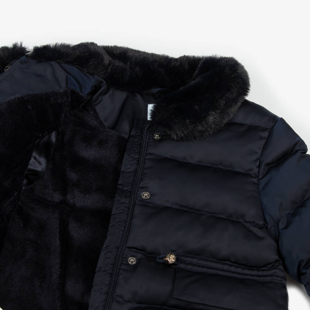 Abel & Lula-Girls Midnight Quilted Coat | Childrensalon Outlet