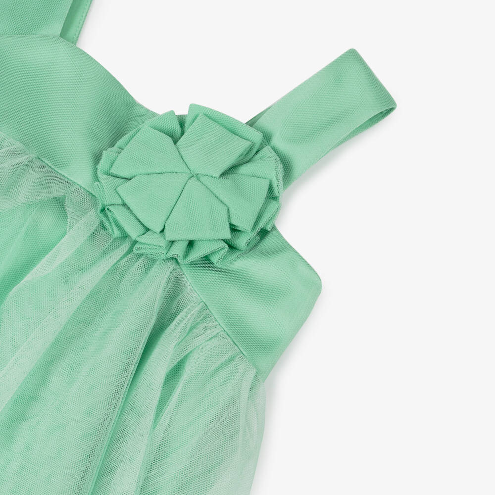 Abel & Lula-Girls Mint Satin & Tulle Dress | Childrensalon Outlet