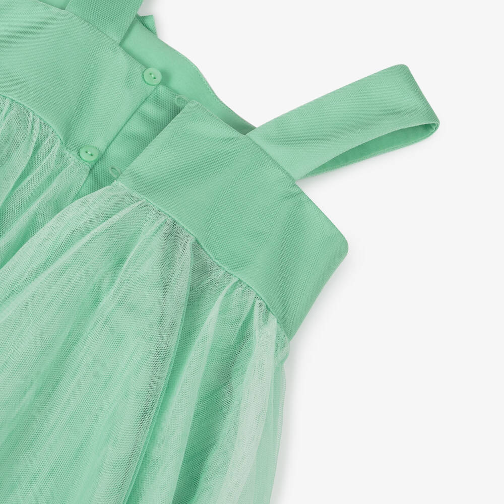 Abel & Lula-Girls Mint Satin & Tulle Dress | Childrensalon Outlet