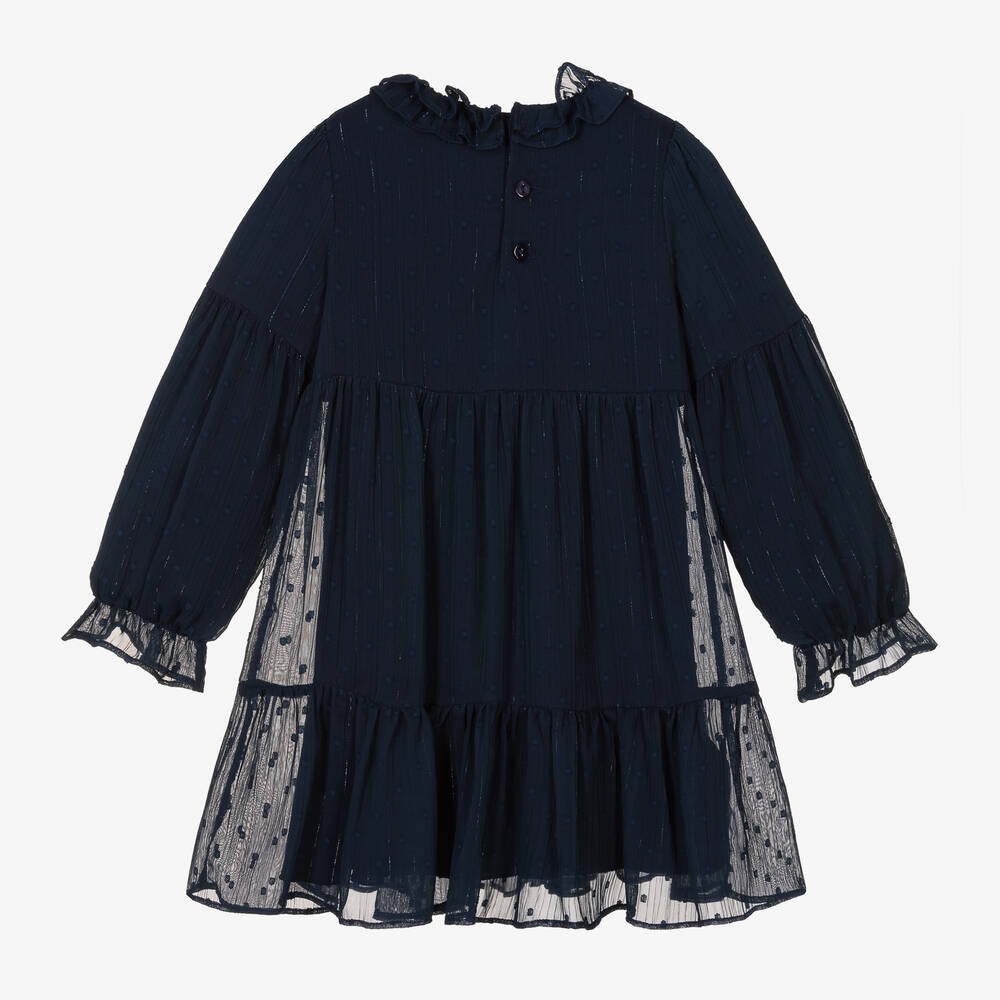 Abel & Lula-Girls Navy Blue Chiffon Dress | Childrensalon Outlet