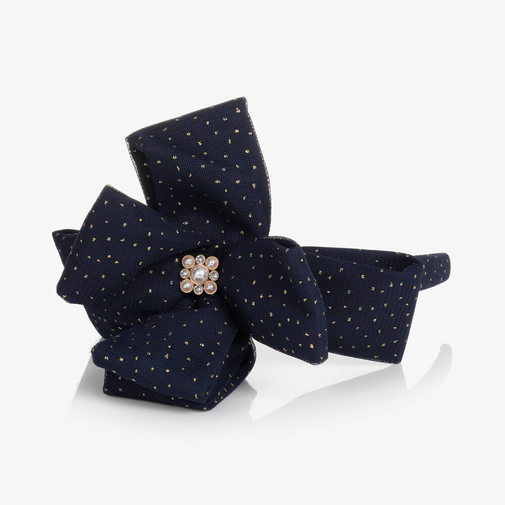 Abel & Lula-Синий ободок с бантом со стразами | Childrensalon Outlet