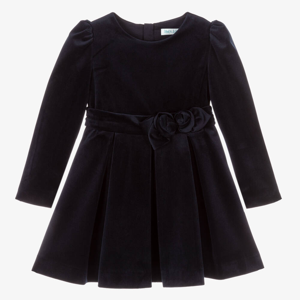 Abel & Lula - Robe marine en velours fille | Childrensalon