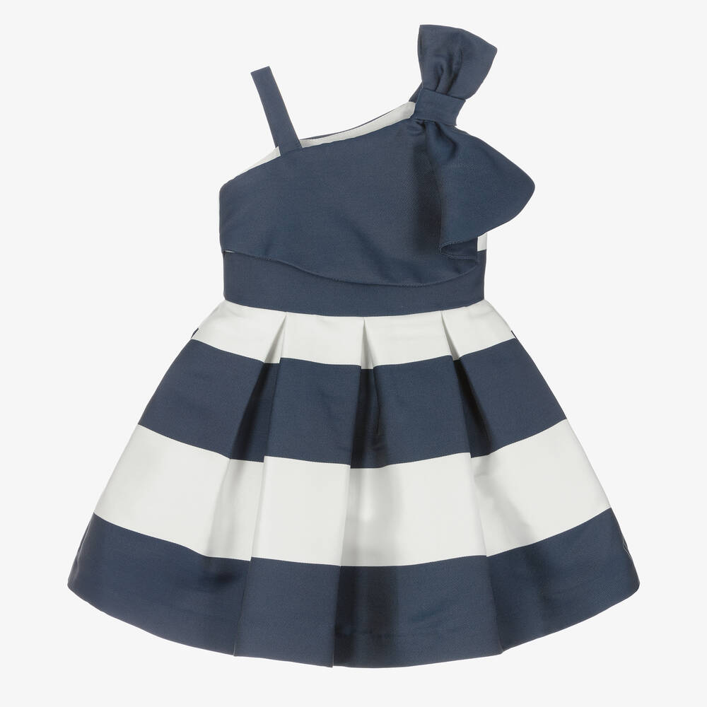 Abel & Lula - Robe bleu marine et blanche rayée | Childrensalon