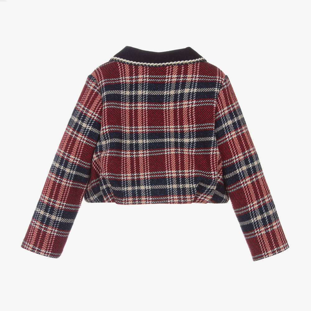 Abel & Lula-Girls Navy & Red Check Blazer | Childrensalon Outlet