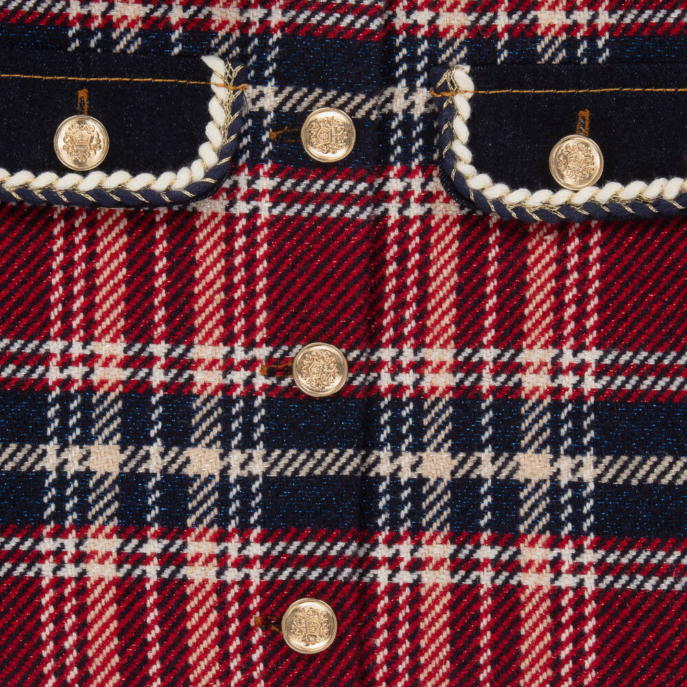 Abel & Lula-Girls Navy & Red Check Blazer | Childrensalon Outlet