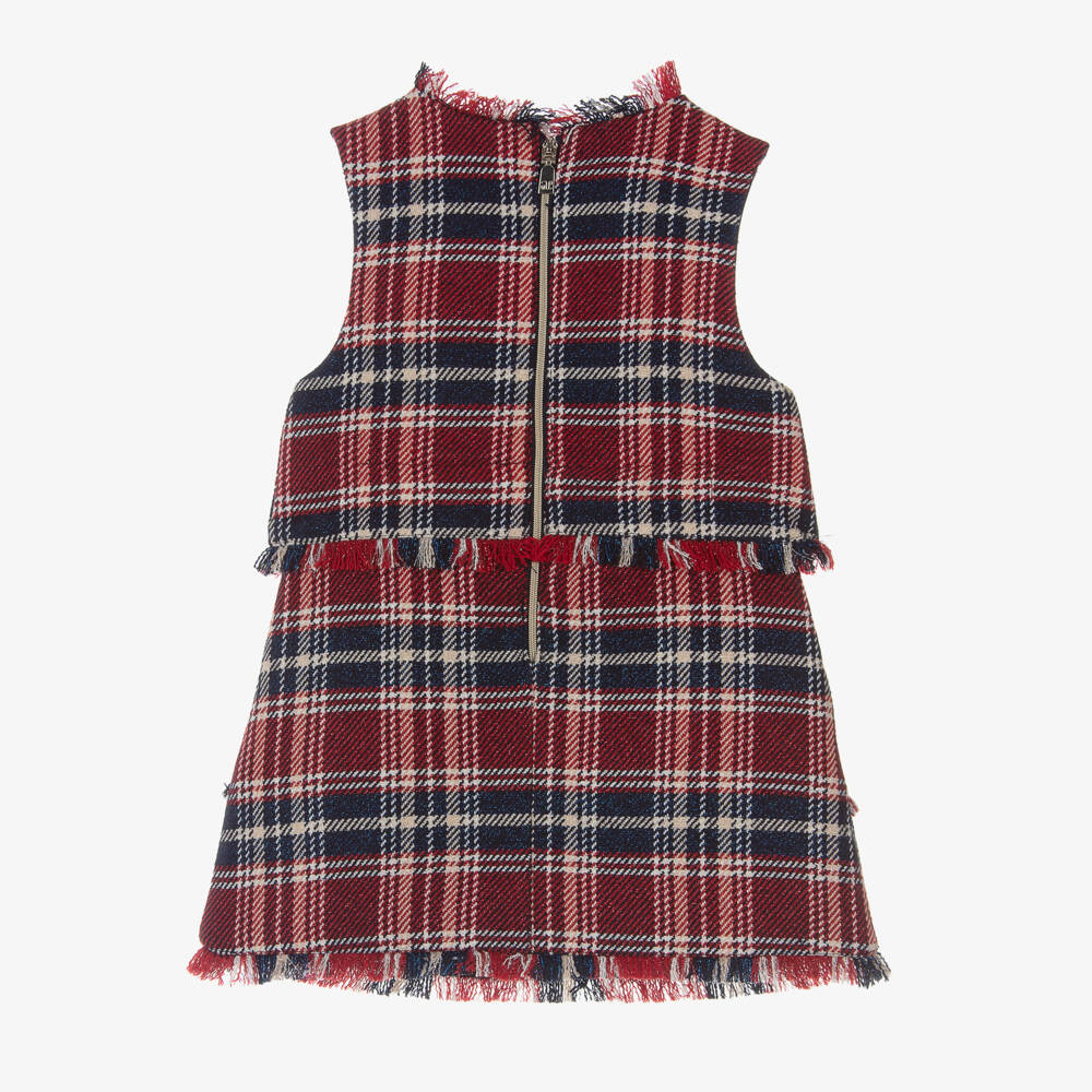 Abel & Lula-Girls Navy & Red Check Dress | Childrensalon Outlet