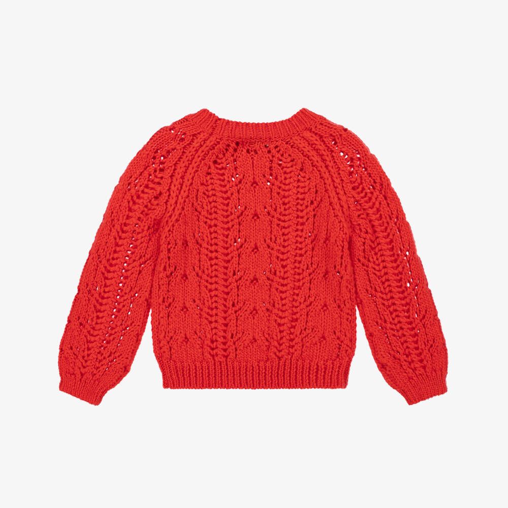 Abel & Lula-Girls Orange Wool Knitted Sweater | Childrensalon Outlet