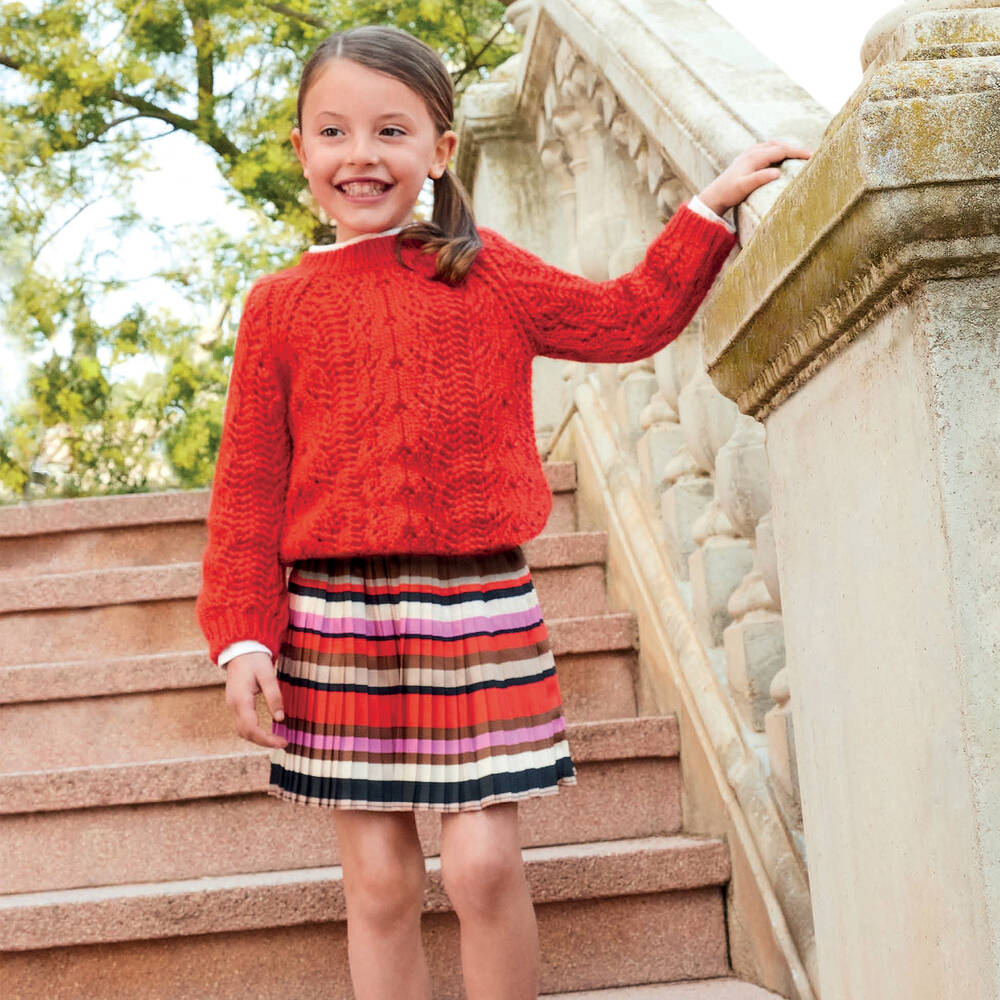 ABEL LULA Girls Orange Wool Knitted Sweater