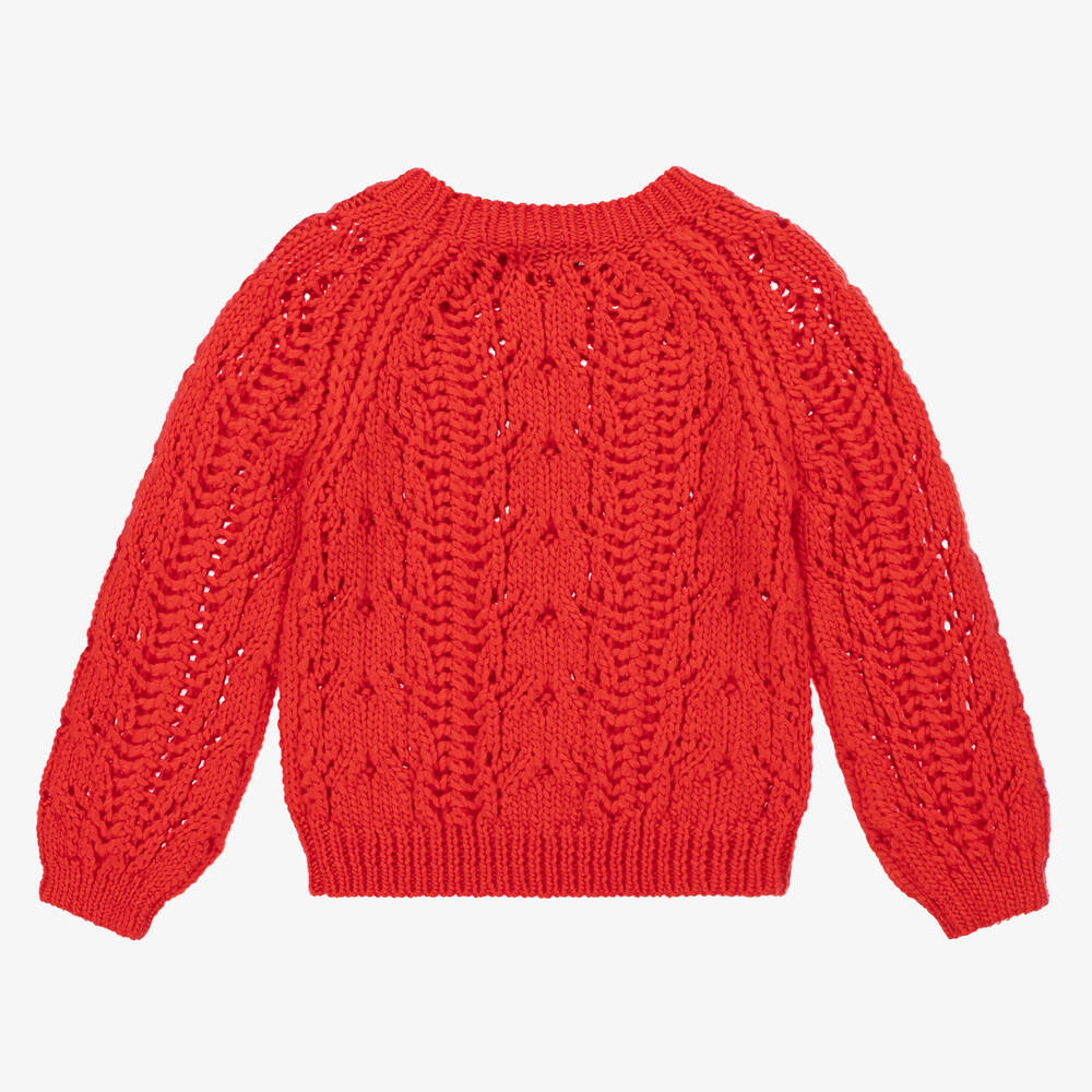 Abel & Lula-Girls Orange Wool Knitted Sweater | Childrensalon Outlet
