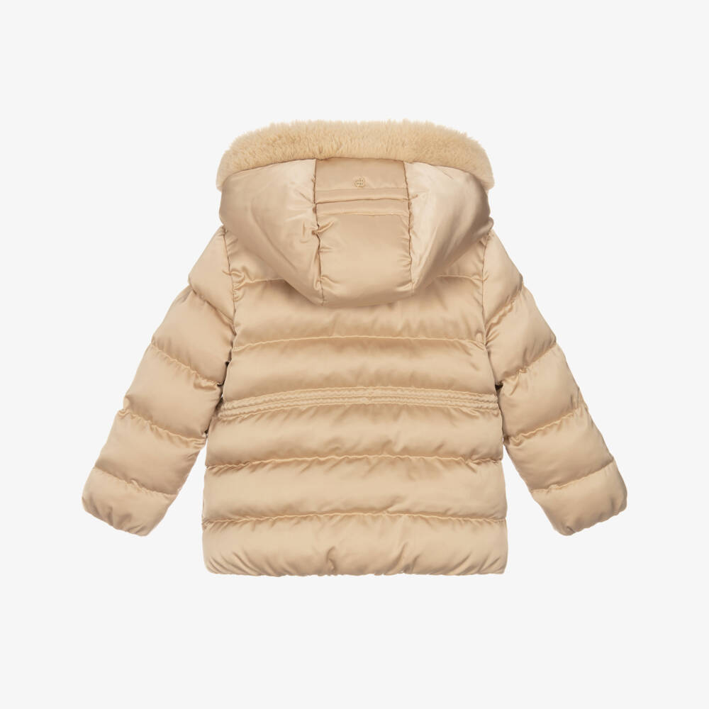 Abel & Lula-Girls Pale Gold Hooded Puffer Jacket | Childrensalon Outlet