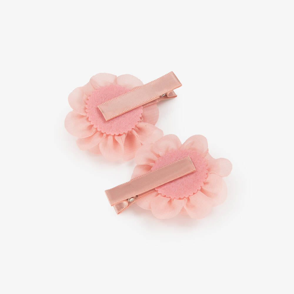 Abel & Lula-Girls Pale Pink Tulle Flower Hairclips (2 Pack) | Childrensalon Outlet