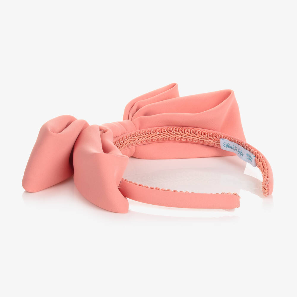 Abel & Lula-Girls Pink Bow Hairband | Childrensalon Outlet