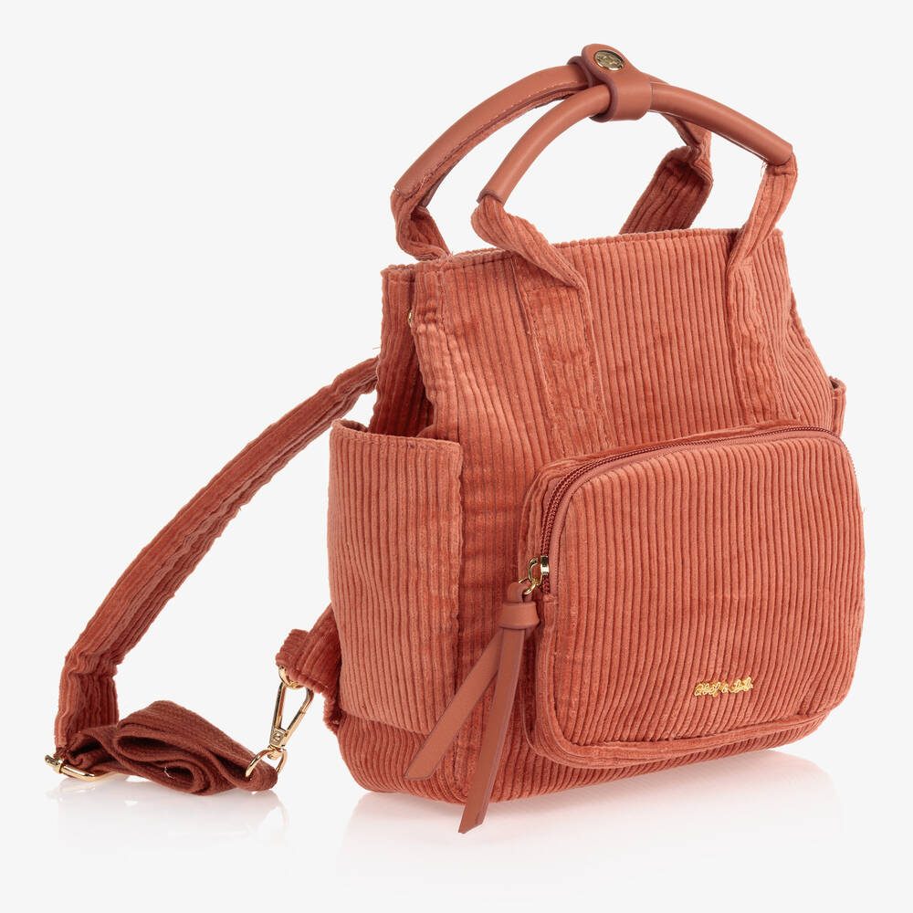 Abel & Lula-Girls Pink Corduroy Backpack (23cm) | Childrensalon Outlet