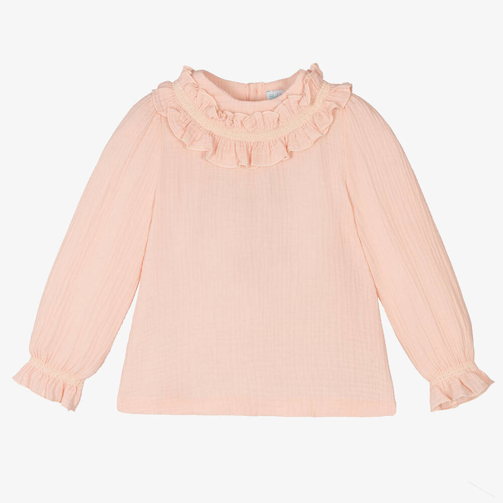 Abel & Lula - Girls Pink Cotton Blouse | Childrensalon