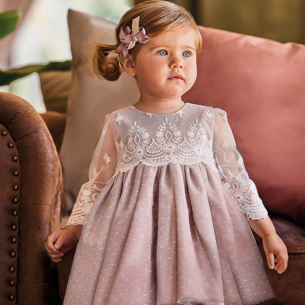 Abel & Lula-Розовое платье из хлопка и тюля с кружевом | Childrensalon Outlet