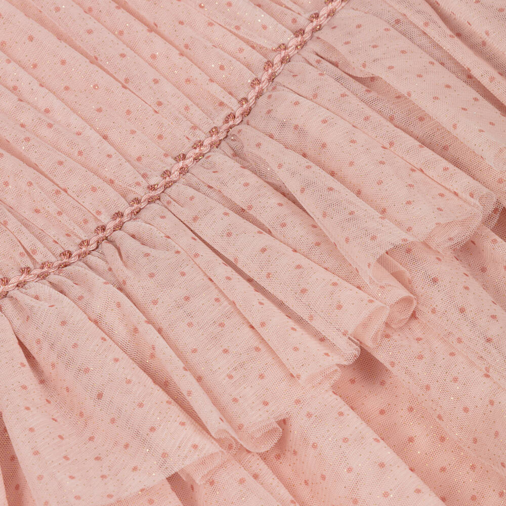 Abel & Lula-Girls Pink Dotted & Sparkle Tulle Dress | Childrensalon Outlet