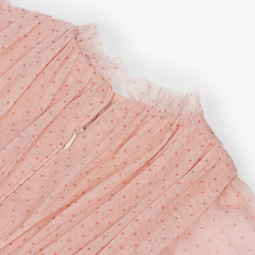 Abel & Lula-Girls Pink Dotted & Sparkle Tulle Dress | Childrensalon Outlet