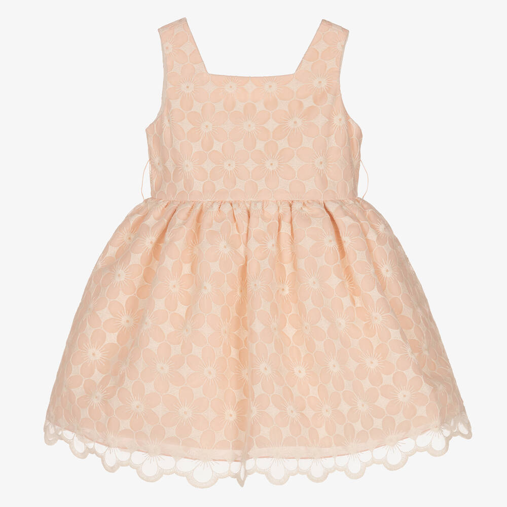 Abel & Lula-Girls Pink Embroidered Organza Dress | Childrensalon Outlet
