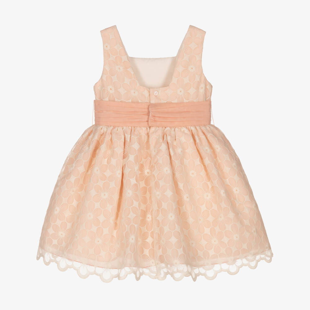 Abel & Lula-Girls Pink Embroidered Organza Dress | Childrensalon Outlet