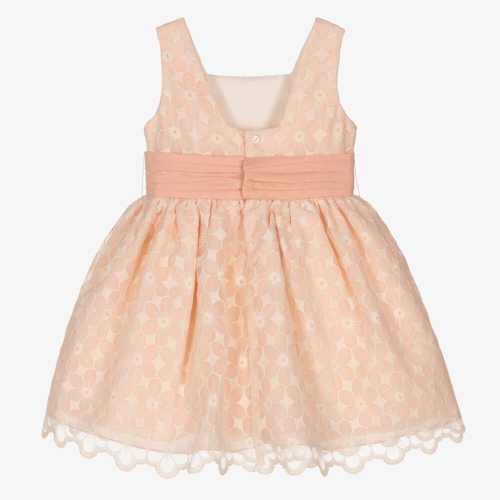 Abel & Lula-Girls Pink Embroidered Organza Dress | Childrensalon Outlet